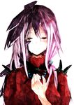  anopl blush crying crystal crystallization guilty_crown hair_ornament hairclip hand_on_own_chest long_hair pink_hair red_eyes smile solo twintails yuzuriha_inori 