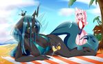  2014 anthro big_breasts bikini blush breasts changeling cleavage clothed clothing duo equine female fluffle_puff friendship_is_magic horse huge_breasts looking_at_viewer mammal mleonheart my_little_pony pony queen_chrysalis_(mlp) skimpy smile swimsuit 