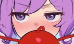  1girl blush close-up face_focus gradient_hair kanpa_(campagne_9) looking_at_another multicolored_hair purple_eyes purple_hair satori_komeiji short_hair solo upper_body 