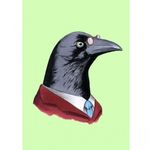  avian bird bust crow eyewear glasses green_eyes necktie plain_background ryan_berkley suit 