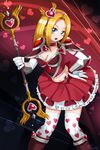  alternate_costume armor blonde_hair blue_eyes boots breasts bubble_skirt choker cleavage elbow_gloves elbow_pads gloves hairband hand_on_hip heart heart_background heart_print heartseeker league_of_legends long_hair luxanna_crownguard magical_girl medium_breasts midriff navel neo-tk.. over-kneehighs pauldrons print_legwear skirt solo staff star_guardian_lux thighhighs vambraces white_gloves white_legwear zettai_ryouiki 