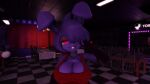 animatronic anthro big_breasts big_ears bonfie_(cryptiacurves) breasts clothed clothing female five_nights_at_freddy&#039;s gesture hair hand_gesture handwear hi_res lagomorph looking_at_viewer machine mammal nederi pink_eyes purple_body purple_hair robot scottgames smile smiling_at_viewer solo standing v_sign
