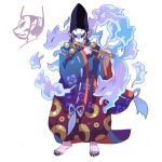  2boys artist_request asgard baggy_pants barefoot black_hat black_nails blue_eyes blue_fire blue_sleeves character_request circle_print extra_tails facing_viewer familiar fire flute fox full_body furisode gradient_sleeves hat holding holding_flute holding_instrument instrument japanese_clothes kariginu kimono legs_apart multiple_boys music nexon no_humans official_art pants playing_instrument pointy_ears print_pants print_sleeves profile purple_pants purple_sleeves ribbon-trimmed_sleeves ribbon_trim second-party_source solo_focus square_print standing tall_hat toenails toes traditional_youkai two-sided_sleeves white_mask 