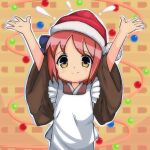  1girl hat highres kohaku_(tsukihime) maid red_hair santa_hat tsukihime yellow_eyes 