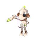  chinese_commentary commentary_request full_body hand_up highres holding holding_stylus mechanization no_humans pigeon-toed pokemon pokemon_(creature) pokemon_focus shi_ye_ling simple_background smeargle solo standing stylus white_background 