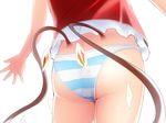  ass ass_focus close-up flandre_scarlet from_behind low_wings mantarou_(shiawase_no_aoi_tori) no_pants panties simple_background solo striped striped_panties touhou underwear wallpaper white_background wings 