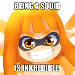  female inkling looking_at_viewer matospectoru orange_eyes reaction_image smile splatoon 