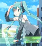  aqua_eyes aqua_hair bad_id bad_twitter_id domo1220 hatsune_miku headset holographic_interface long_hair necktie solo twintails vocaloid 