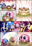  blue_eyes blush cake cute eating food gloves hat kirby kirby_(series) kurobedamu marx nintendo open_mouth smile text tongue translation_request video_games wings 