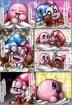  bed blue_eyes blush boots gloves happy hat kirby kirby_(series) kurobedamu laugh marx nintendo open_mouth smile text tongue translation_request video_games wings 