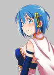  armband bad_id bad_pixiv_id blue_eyes blue_hair cape hair_ornament hairclip highres magical_girl mahou_shoujo_madoka_magica mahou_shoujo_madoka_magica_movie miki_sayaka short_hair smile solo yuto_(wyuichi_0503) 