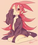  flaky happy_tree_friends kab00m_chuck long_hair naked_shirt one_eye_closed open_clothes open_shirt red_hair shirt simple_background solo 