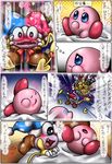  bed blue_eyes blush boots gloves happy hat kirby kirby_(series) kurobedamu marx nintendo open_mouth smile text tongue translation_request video_games wings 