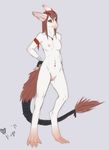  2014 anthro dra&#039;essa female fur hair horn iluq invalid_tag necklace nude red_eyes red_hair tala_draeis white_fur 