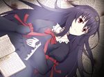  1girl black_hair book dalian dantalian_no_shoka nekonosora red_eyes 