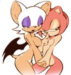  amy_rose bat female green_eyes hairband hedgehog looking_at_viewer mammal pubes purple_eyes rouge_the_bat sega sonic_(series) 