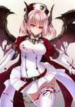  blood demon_girl demon_horns demon_wings hat horns nurse nurse_cap original pink_hair short_hair skirt solo thighhighs white_legwear wings yuuki_kira 