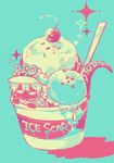  cherry chibi diego_brando food fruit hat ice_cream jojo_no_kimyou_na_bouken kajiro_(chips) limited_palette male_focus simple_background solo sprinkles steel_ball_run sundae sweater turtleneck 