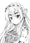  1girl chaika_trabant hitsugi_no_chaika monochrome smile suzuno_tetsuji 