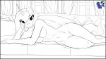  absurd_res anthro breasts equid equine female friendship_is_magic genitals hasbro hi_res horn horse killerqueen1911 line_art lying mammal my_little_pony mythological_creature mythological_equine mythology on_side pony princess_luna_(mlp) solo vulva winged_unicorn wings 