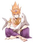  1boy feet hands jewelry lots_of_jewelry male male_focus nail_polish orange_hair painted_nails prince purple_eyes shark shingetsu_rei smile solo toenails yu-gi-oh! 