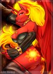  anthro anus breasts butt equine female fire friendship_is_magic fur horn lingerie looking_at_viewer mammal my_little_pony nipples nude pussy red_fur rubber scappo smile solar_flare_(mlp) solo warm_colors winged_unicorn wings 
