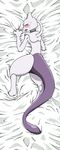  2013 all_fours ambiguous_gender back bed bird&#039;s_eye_view blush collar dakimakura drooling looking_back mewtwo myuutsufan nintendo on_bed open_mouth overhead pok&eacute;mon saliva sheet_grab solo suggestive sweat tongue video_games 