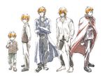 age_progression barefoot blue_eyes boots bow cape crossed_arms facial_hair hat kobutya4696 larten_crepsley long_coat necktie rags red_hair short_hair the_saga_of_darren_shan the_saga_of_larten_crepsley vampire vest younger 