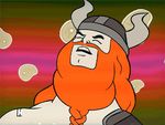  animated beard dwarf eyes_closed facial_hair hair helmet humor orange_hair parody pork_chops singing 