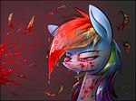  2014 blood dripping equine feathers female friendship_is_magic glowing hair mammal multi-colored_hair my_little_pony pegasus purple_eyes rainbow_dash_(mlp) rainbow_factory rainbow_hair solo underpable wings 