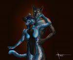  aennor blue_hair canine cat feline female hair hug leopard love male mammal nude straight wolf 