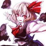  blonde_hair blush hair_ribbon maki_(huran) open_mouth outstretched_arms red_eyes ribbon rumia short_hair smile solo touhou 