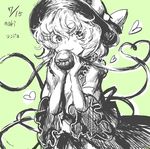  hat heart heart_of_string komeiji_koishi maki_(huran) monochrome short_hair sketch smile solo third_eye touhou 