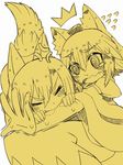  2girls @_@ anger_vein angry animal_ears bare_shoulders biting blush closed_eyes detached_sleeves fang hat heikouidou_(seraeno) imaizumi_kagerou injury inubashiri_momiji long_hair monochrome multiple_girls open_mouth short_hair tail tears tokin_hat touhou trembling wavy_mouth wolf_ears wolf_tail 