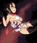  black_hair breasts extra_mouth glasses gloves goddess medium_breasts panties pasties scarf short_ponytail skullgirls solo thighhighs tsukudani_(coke-buta) underboob underwear venus_(skullgirls) white_panties 