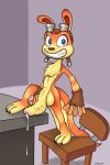 2:3 absurd_res anthro balls bent_leg big_penis bodily_fluids chest_tuft claws clothing cum cum_drip daxter dripping eyewear feet fingerless_gloves flaccid foreskin fur genital_fluids genitals glans gloves goggles handwear hi_res jak_and_daxter male mammal mustelid naughty_dog orange_body orange_fur ottsel penis pink_glans rakkan smile smiling_at_viewer solo sony_corporation sony_interactive_entertainment standing tail teeth toe_claws tuft vein veiny_penis yellow_body yellow_fur