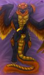  abs arm_behind_head balls biceps black_penis deezmo dragon erection furred_dragon hi_res horn knot looking_at_viewer lying male muscles northern_dragon nude on_back penis pose sandalf solo wings 
