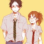  1girl akaashi_keiji brown_hair freckles haikyuu!! natsu_(rubashka07) ponytail school_uniform short_hair suzumeda_kaori 