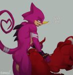 abdominal_bulge absurd_res anal anthro armpit_hair balls big_penis body_hair butt butt_hair duo espio_the_chameleon genitals hi_res huge_penis hyper hyper_genitalia hyper_penis knuckles_the_echidna lumarten male male/male nipples nude penis sega sonic_the_hedgehog_(series) vein veiny_penis