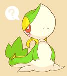  ? ambiguous_gender blush frown half-closed_eyes nintendo plain_background pok&eacute;mon red_eyes sitting snivy solo video_games winte 