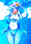  2014 anthro blue_eyes blush breasts cat clothed clothing feline female hair korarubi long_hair mammal melon solo swimsuit 