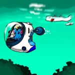 ambiguous_gender group humanoid lizard_(rain_world) motion_blur peanut~1314 rain_world slugcat subnautica_below_zero trio underwater unknown_worlds_entertainment vehicle videocult water