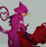 abdominal_bulge absurd_res anal anthro armpit_hair balls big_penis body_hair butt butt_hair duo espio_the_chameleon genitals hi_res huge_penis hyper hyper_genitalia hyper_penis knuckles_the_echidna lumarten male male/male nipples nude penis sega sonic_the_hedgehog_(series) vein veiny_penis