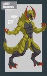  2014 anthro claws haxorus male mingchee nintendo notorious84 pok&eacute;mon pok&eacute;morph red_eyes solo standing toe_claws tongue tongue_out video_games 