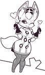  &lt;3 anthro breasts canine female fennec fishnet fox hypnofood kit_darling mammal monochrome one_eye_closed poppy_opossum royalty science solo test_tube 