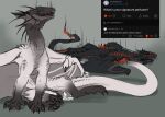 2026 after_sex ambiguous_gender bodily_fluids claws cum cum_in_vagina cum_inside digital_drawing_(artwork) digital_media_(artwork) dragon duo family_guy_death_pose feet female feral fingers flamespitter front_view garlic_(character) genital_fluids genitals hi_res horn hvidlog_(flamespitter) meme mythological_creature mythological_scalie mythology scalie simple_background sitting smile tail teeth toes tongue vulva wings