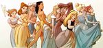  arms_around_waist atlantis:_the_lost_empire aurora_(disney) bare_shoulders beauty_and_the_beast belle_(disney) blonde_hair brown_hair captain_amelia choker cinderella cinderella_(disney) closed_eyes crown disney dress earrings eilonwy elbow_gloves gloves green_eyes hairband hercules_(disney) jewelry joel_jurion kidagakash looking_back megara_(disney) multiple_girls peter_pan_(disney) pocahontas pocahontas_(disney) ponytail red_hair silver_hair skirt_hold sleeping sleeping_beauty the_black_cauldron tinker_bell_(disney) treasure_planet wendy_darling yellow_dress 