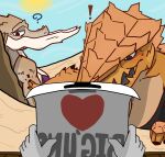 absurd_res ambiguous_gender anon anthro big_breasts bikini bikini_top black_clothing blue_eyes blue_sky boulder breasts brown_body brown_eyes brown_scales brown_skin capcom clothing confession crimsontyd dah'ren_mohran dunes elder_dragon english_text exclamation_point faceless_character faceless_human fangs female first_person_view grey_body grey_scales grey_skin group heart_symbol hi_res holding_object holding_paper horn human humanoid jhen_mohran larger_female leviathan_(mh) looking_at_viewer mammal monster_hunter orange_body orange_scales orange_skin paper platform purple_bikini purple_bikini_top purple_clothing purple_swimwear question_mark rock sand scales size_difference sky sun swimwear tan_body tan_scales tan_skin teeth text trio tusks two-piece_swimsuit white_sclera