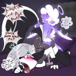 1:1 absurd_res ambiguous_penetration angel anthro bed blush blush_lines bodily_fluids bovid breasts butt canid canid_demon canine caprine cherub claws clothing collin_(helluva_boss) cum cum_inside cum_on_back cum_on_butt demon doggystyle drooling duo english_text eyelashes female female_penetrated footwear footwear_only freckled_face freckles from_behind_position fur furniture genital_fluids grey_hair hair halo heart_symbol hellaverse hellhound helluva_boss hi_res larger_female leaking_cum legwear long_eyelashes loona_(helluva_boss) male male/female male_penetrating male_penetrating_female mammal mostly_nude motion_lines muttonsauce mythological_canine mythological_creature mythology orgasm orgasm_face penetration red_sclera saliva sex sharp_teeth sheep size_difference small_dom_big_sub smaller_male socks socks_only speech_bubble stockings tail tail_pull teeth text thought_bubble tongue tongue_out white_body white_fur white_hair wings