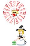  :3 anger_vein apron ascot asymmetrical_hair blonde_hair bow braid chibi danmaku fireworks flandre_scarlet hat hat_bow highres kirisame_marisa long_hair marker mob_cap multiple_girls puffy_short_sleeves puffy_sleeves red_eyes short_sleeves side_ponytail simple_background touhou v-shaped_eyebrows white_background wide-eyed witch_hat yamato_damashi 